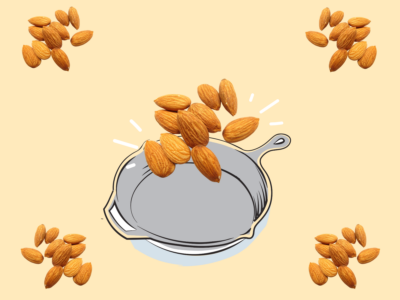 Cooking with almonds.