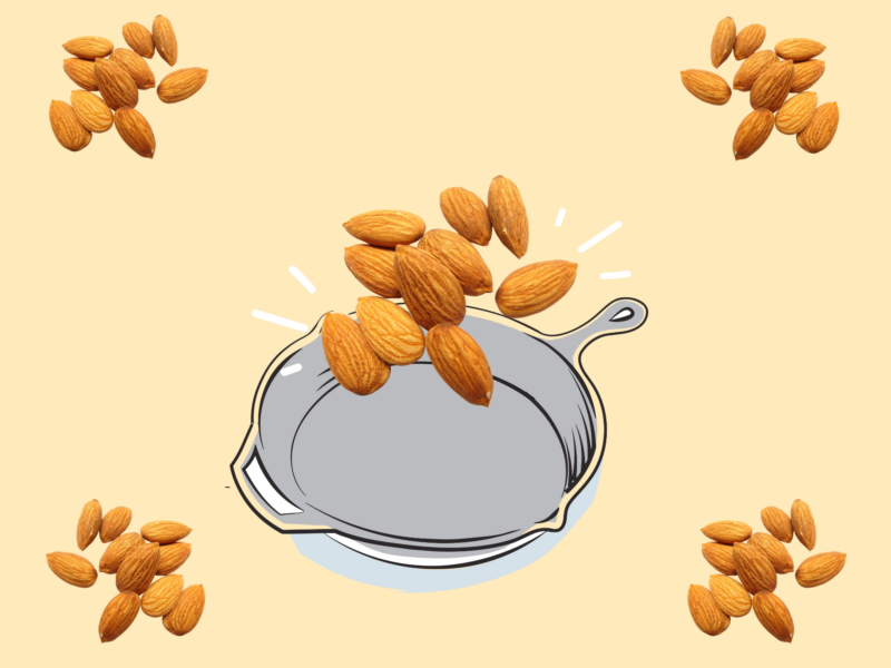 Cooking with almonds.