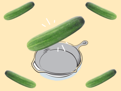 Cooking with cucumbers.