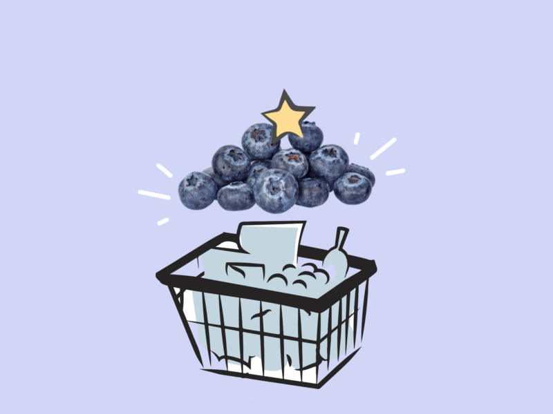 Shopping, selecting and storing blueberries.