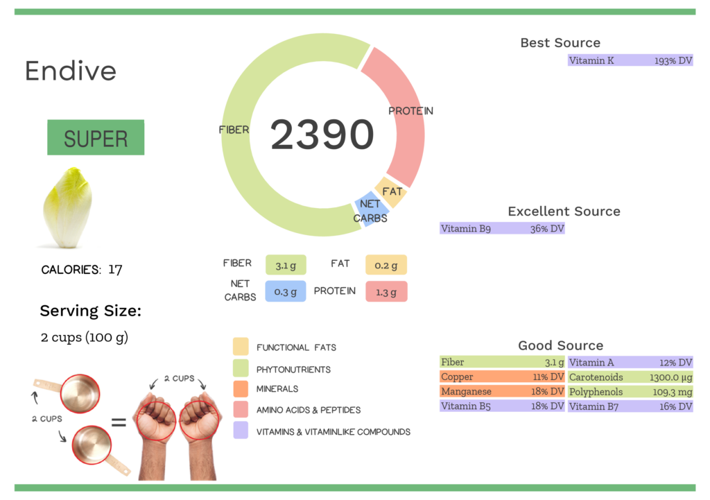 Visual graphic of nutrients in endive.