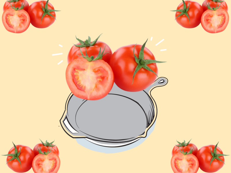 Cooking with tomatoes.