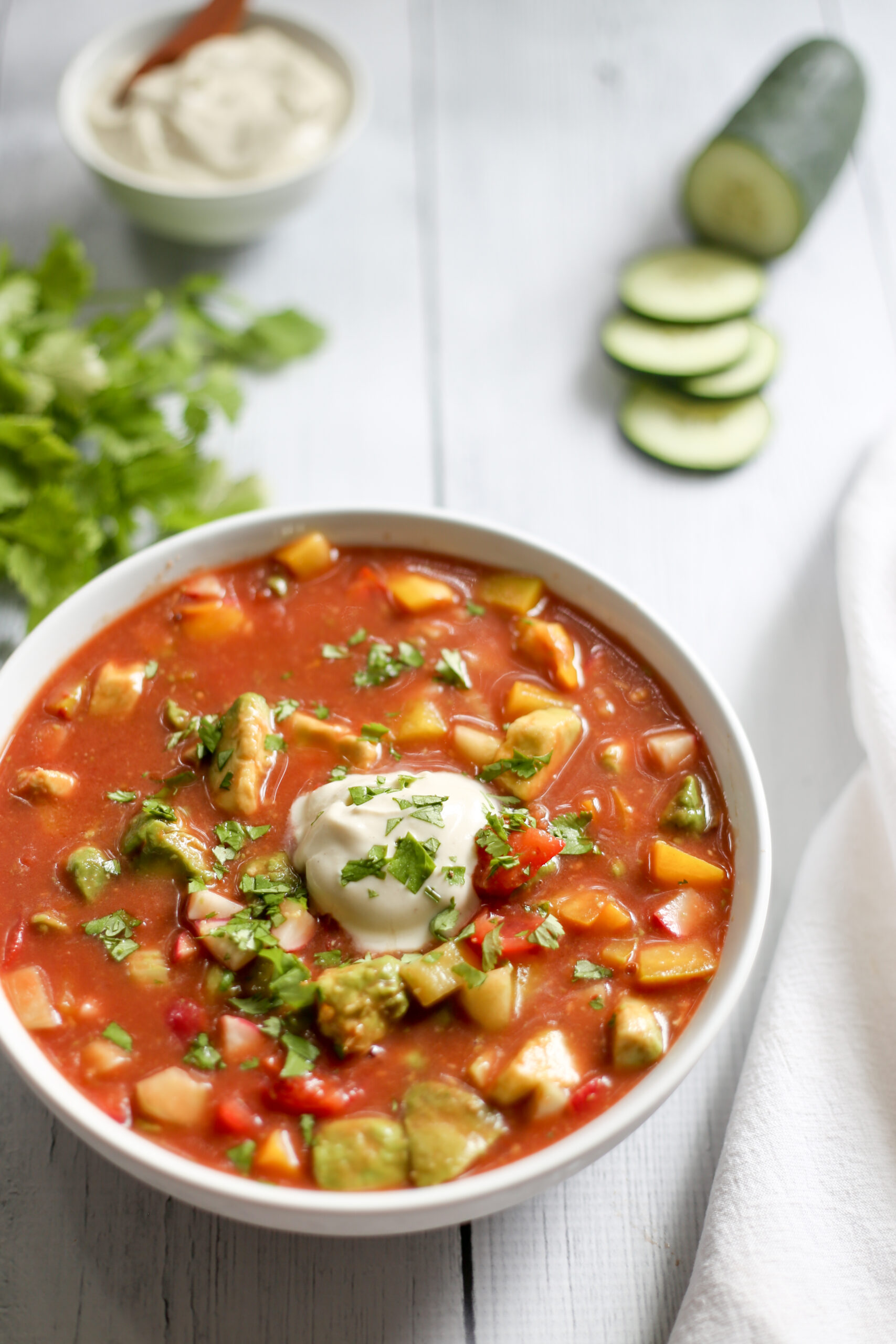 Spicy Avocado and Vegetable Gazpacho