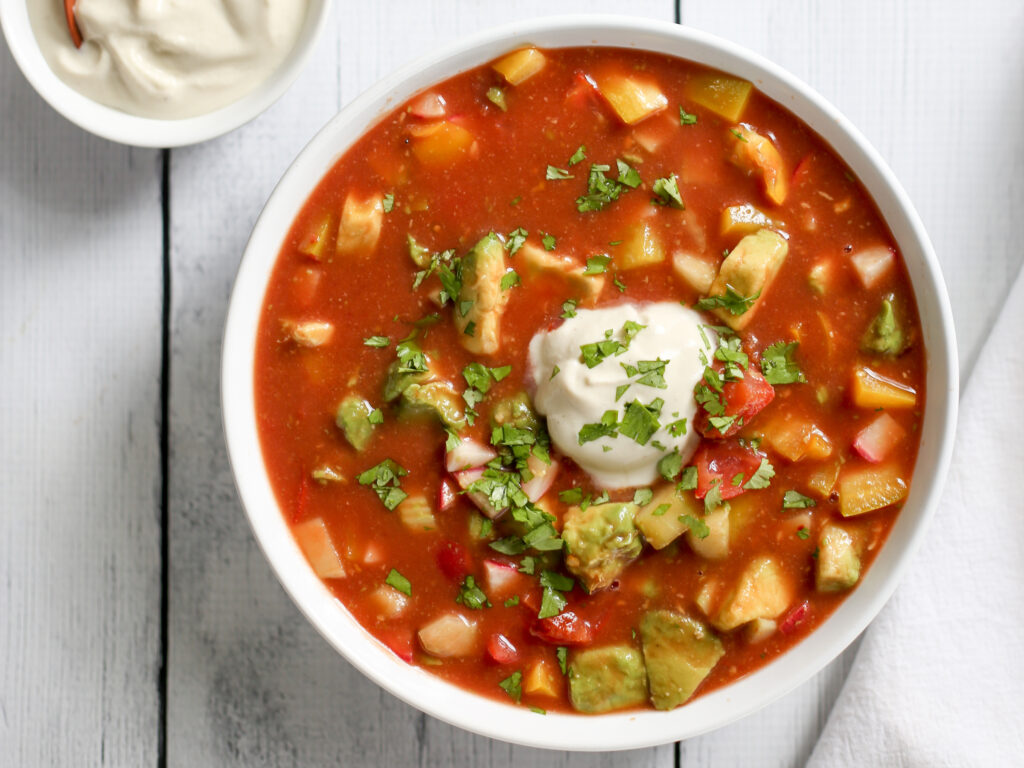 Spicy Avocado and Vegetable Gazpacho