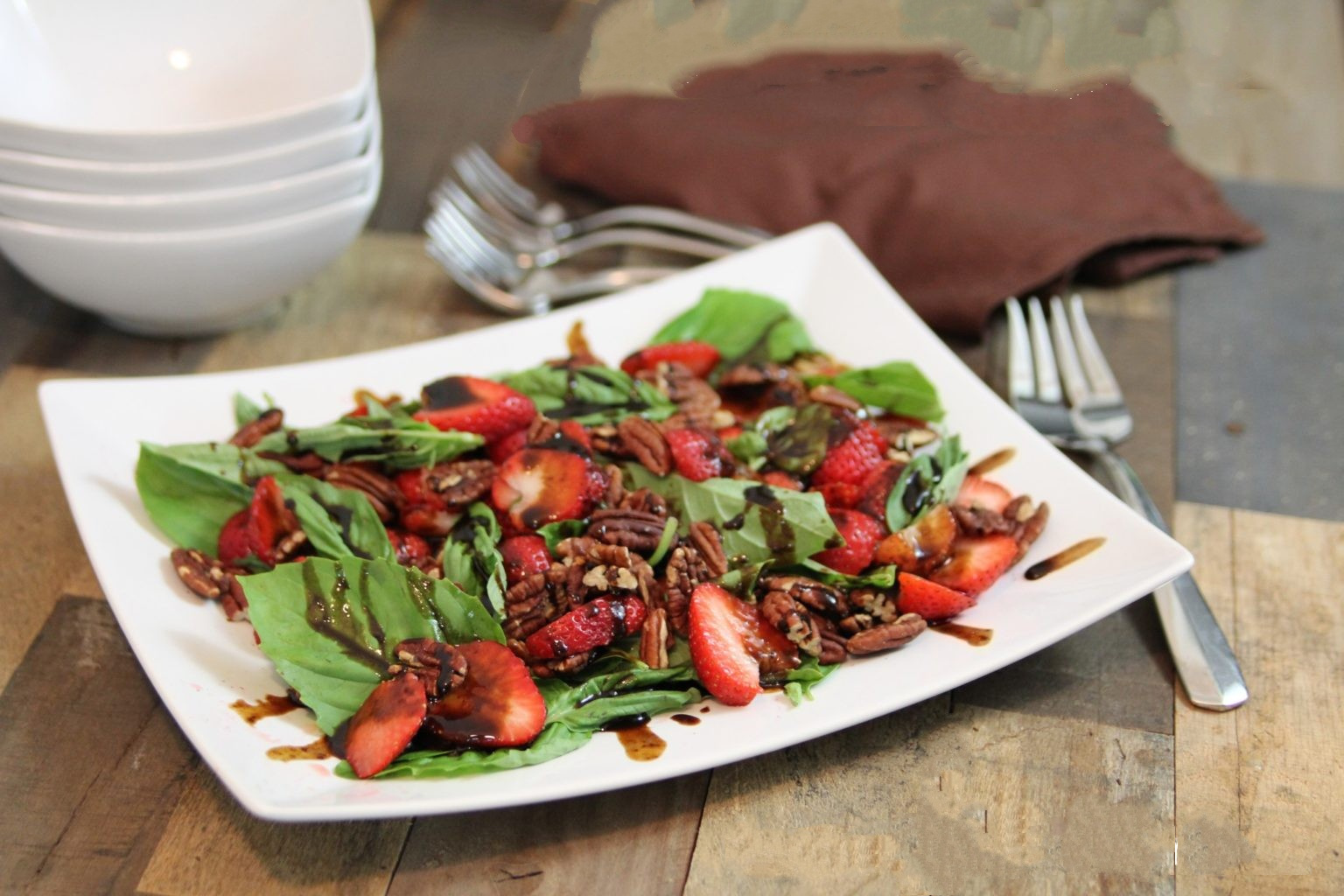 Strawberry-Basil Salad with Toasted Pecans