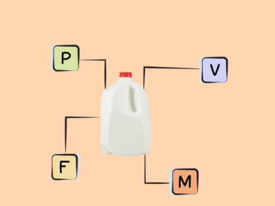 Nutrients in whole milk (3.25% milk fat).
