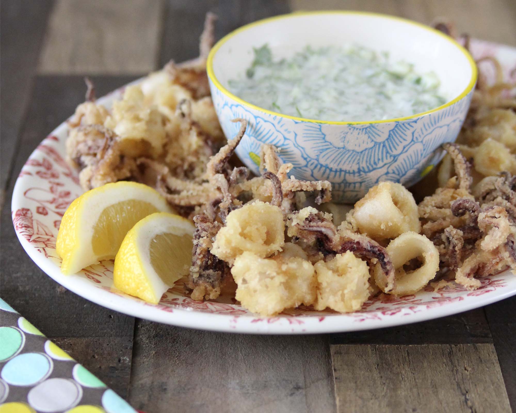 Gluten-Free Calamari with Dairy-Free Tzatziki
