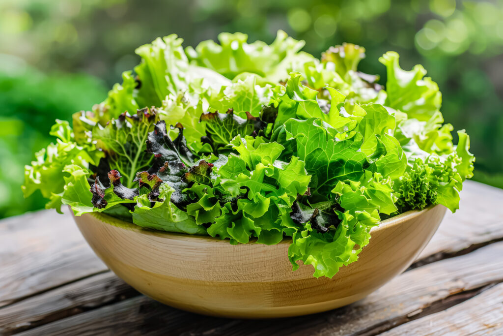 An image of a bowl full of lettuce.