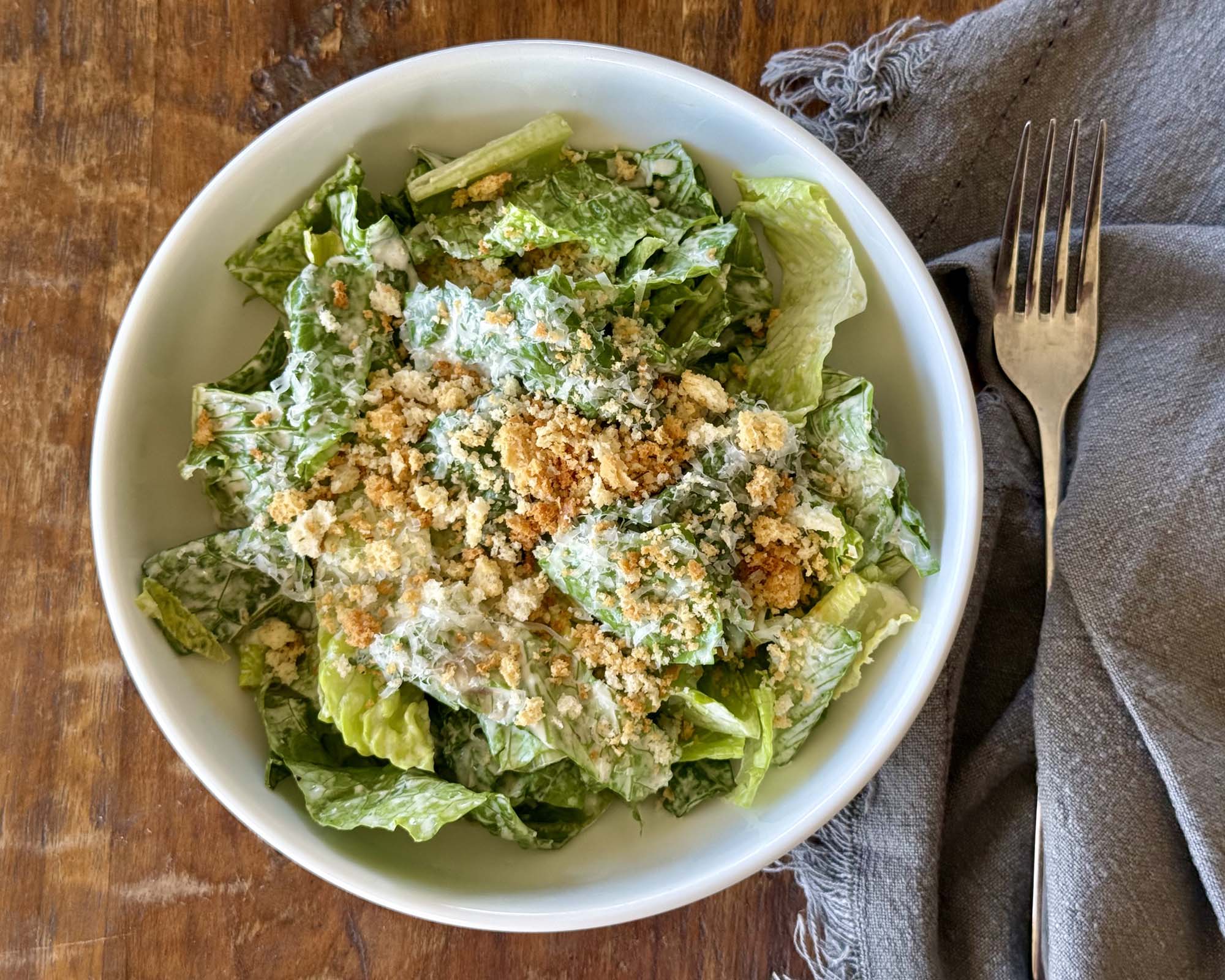 Classic Caesar Salad with Crushed Croutons
