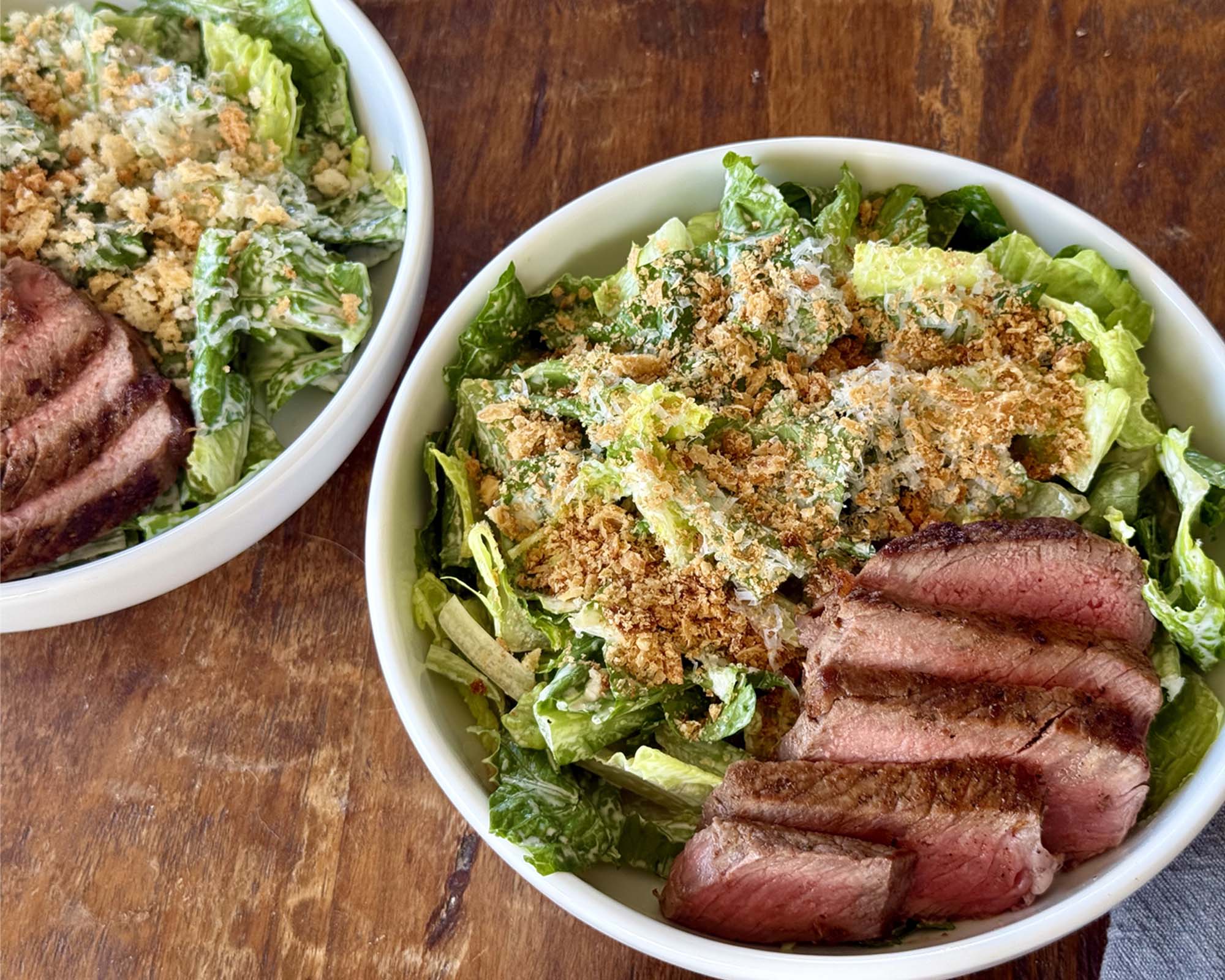 Caesar Salad with Pan-Seared Steak