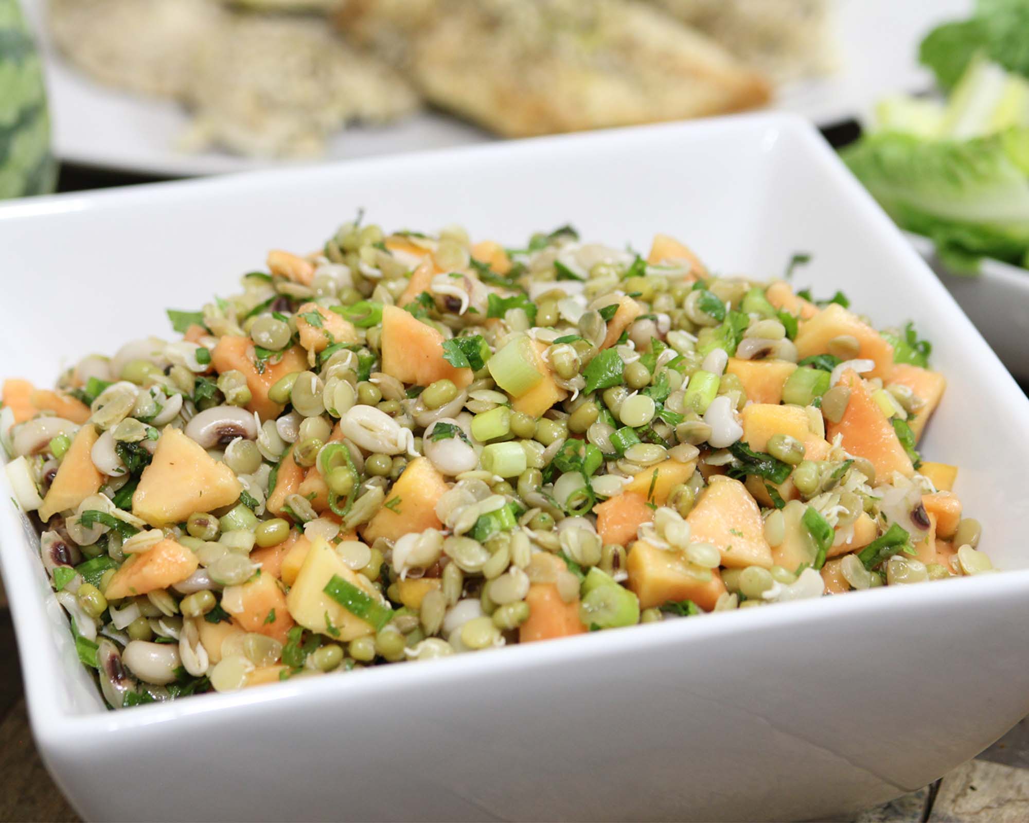 Sprouted Bean Salad with Mango