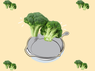 Cooking with broccoli.