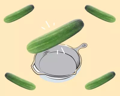 Cooking with cucumbers.