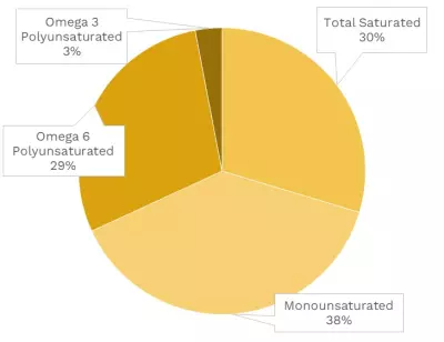 Visual graphic of fats in chicken white meat, no skin.