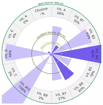 Visual graphic of vitamins in king mackerel.