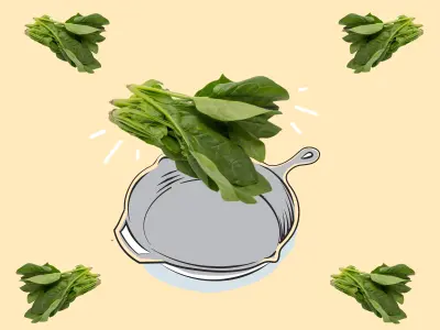 Cooking with spinach.