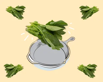 Cooking with spinach.