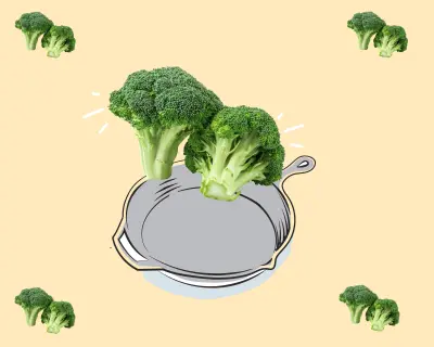 Cooking with broccoli.